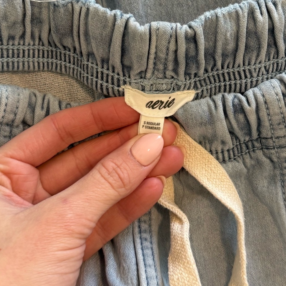 Aerie Me-Day Pull On Wide-Leg Pants Light Denim, size S, like new! - Picture 5 of 5